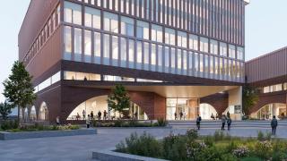 Havainnekuva osaamiskampuksen rakennuksesta.