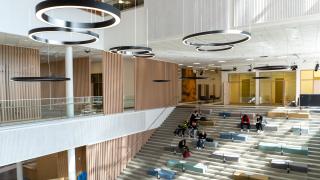 Opinportailla opiskelijoita.